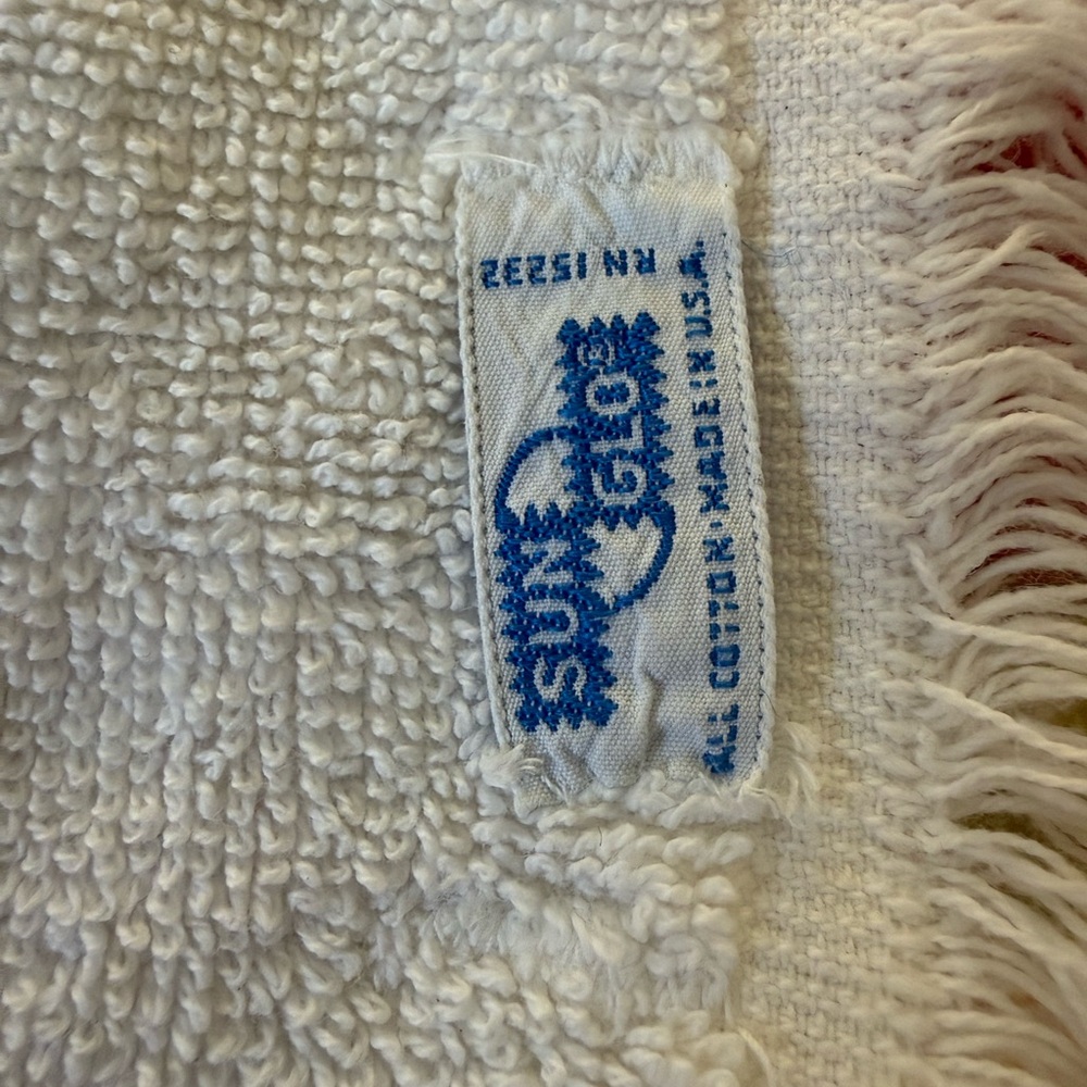 Vintage Sun Glo Floral Bath Towel Retro MCM Style Fringe Edges 100 Cotton USA - Picture 5 of 6